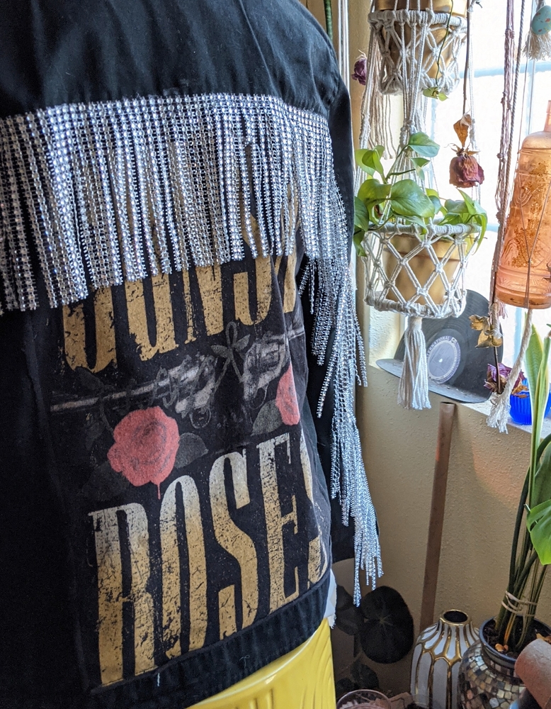Guns and roses fringe utility jacket